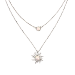 Women's Opal Sun Double Layer Clavicle Necklace - 2 Color Options