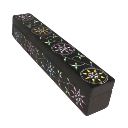 Soapstone Flower Etching Incense & Cone Burner Box