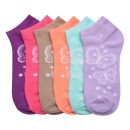 Infant Girls Mamia Multi Color Butterfly 3pk Socks - Assorted Colors - Size 0-12