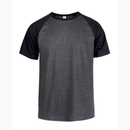 Men's Short Sleeve Raglan Baseball T-Shirt in Black/Charcoal