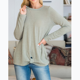 Women's Front Punch Hole Detail Long Sleeve Top - 3 Colors