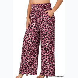 Plus Size Brushed DTY Leopard Smocked Lounge Pants - 2 Color Options