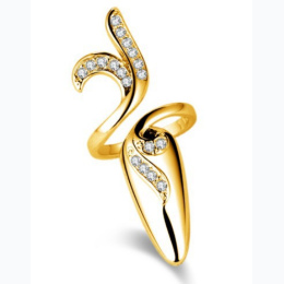 Women's Rhinestone Nail Ring - Gold Tone Little Finger