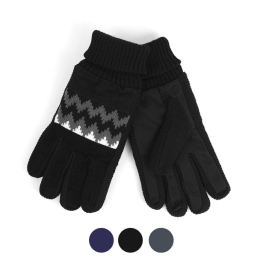 Men's Genuine Leather Non-Slip Winter Gloves w/ Soft Acrylic Lining - Grey