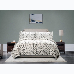 Regal Comfort® Faux Fur™ Luxury Filled Plush Bed Set - Grey Herringbone