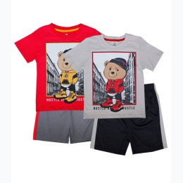 Toddler Boy Hustle Bear Screen Print Tee & Athletic Shorts Set