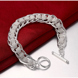 Women's Looped Double Linked Toggle Bracelet in Platinum