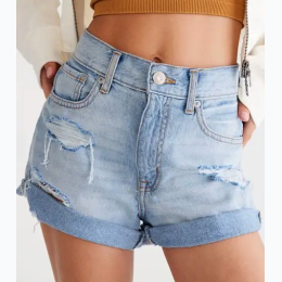 Women’s Famous Maker Distressed Vintage High Rise Denim Mom Shorts - Closeout Special