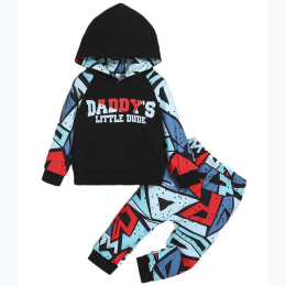 Infant Boy's Daddy's Little Dude Color Block Hoodie Set