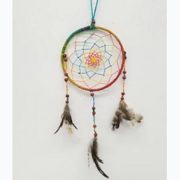 Multi Colored Dreamcatcher With Feathers - 5"