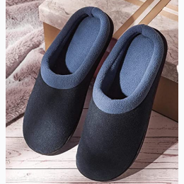 Men's Woolen Fabric Memory Foam Slippers - 4 Color Options - Size Small