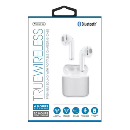 Sentry® TrueWireless Bluetooth Earbuds w/ Portable Charging Case - White