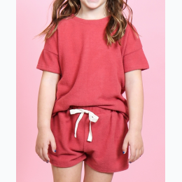 Toddler Hacci Brushed Top and Short Set in Rust