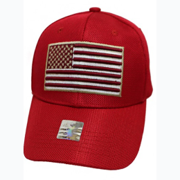 Men's American Flag Embroidered Mesh Panel Velcro Back Baseball Cap - 2 Color Options