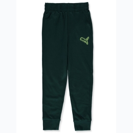 Boy's PUMA Highlighted Stencil Pounce Logo Jogger Pants in Green