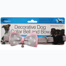 Decorative Dog Collar with Bell and Bow - 2 Color Options