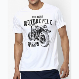 Men's American Motorcycle Graphic T-Shirt - WHITE - SIZE S