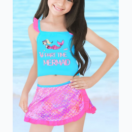 Toddler Girl's Three Piece Tankini Swimwear - Part Time Mermaid