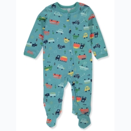 Emporial Baby Vehicle Print Coverall in Blue