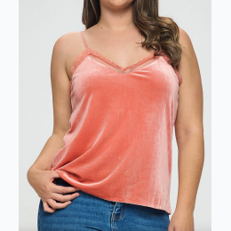 Plus Size Women's Velvet Cami Top - 2 Color Options