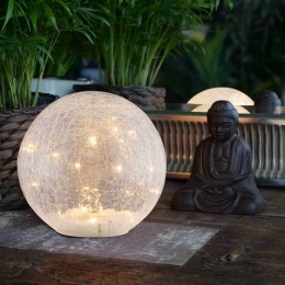 Faerie LED Crackle Glass Globe - Medium 6"