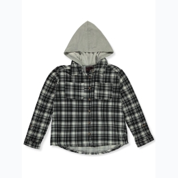 Girl's Button Up Flannel Plaid Hoodie by CHILLIPOP in Black/White - SIZE 14/16