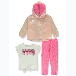 Toddler Girl 3pc Iridescent 1/4 Zip Jacket Set in Pink