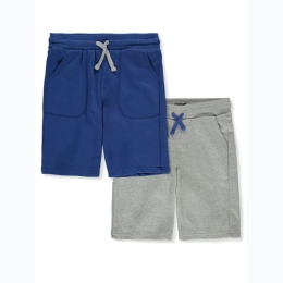 Boy's Twin Pack French Terry Shorts in Blue & Grey