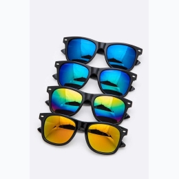 Men's Classic UV400 Color Tinted Mirror Sunglasses in Black