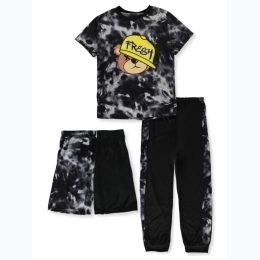 Boys' Tie Dye Fresh Bear 3pc Pajamas Set in Black