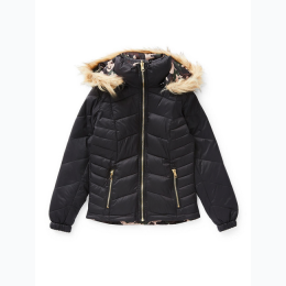 Girl's Reversible Removeable Hood Winter Jacket in Black