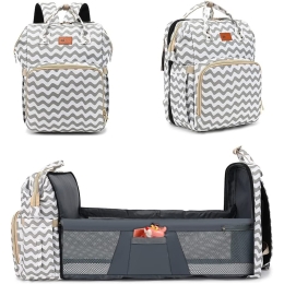 Baby Diaper Bag Backpack w/ Changing Station in Chevron