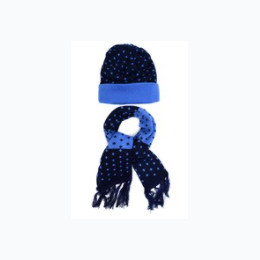 Boy"s and Girl's Winter Scarf and Hat In Navy & Blue