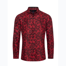 Men's Paisley Printed Button Down Dress Shirt in Red