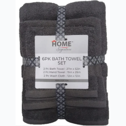 6 Piece Lightweight Cotton Bath Towel Set - 5 Color Options