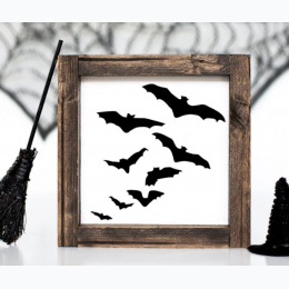 Halloween Bats Wood Sign