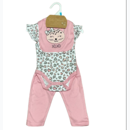 Baby Girl XOXO Kitty & Heart Leopard Print 3pc Creeper Pant Set