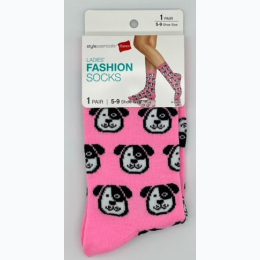 Women's Hanes Fahion Socks - Puppy in Pink