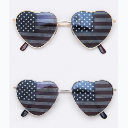 USA Flag Screen Lens Heart Shape Sunglasses