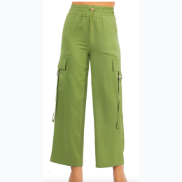 Women's Satin Drawstring Cargo Pants - 4 Color Options