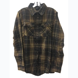 Men's Plaid Flannel Button Down Shirt - Brown