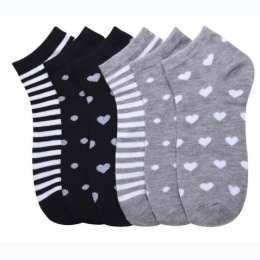 Girls Hearts, Stripes, and Dots Anklet Socks 3 Pack -Size 4-6