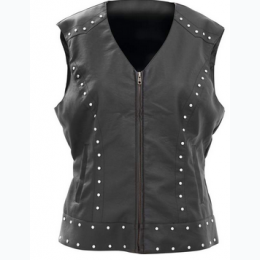 Giovanni Navarre® Tailored Ladies' Faux Leather Studded Vest