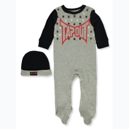 Newborn Boy Skull TAPOUT Footed Coveralls w/ Matching Beanie
