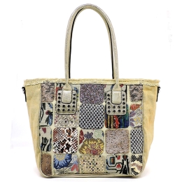 Canvas Patchwork Shopper in Gold