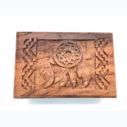 Dream Catcher Wooden Carved Box - 4" x 6"
