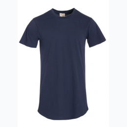 Men's Curve Hem Premium Cotton Crew Neck T-shirt in Navy