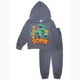 Infant Boy's T-REX "Roar Some"Screen Hooded Pull Over Jogset - 2 Color Options