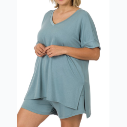 Plus Size Soft French Terry Loungwear Set - 3 Color Options