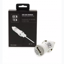 Gen Tek USB Car Charger - in White